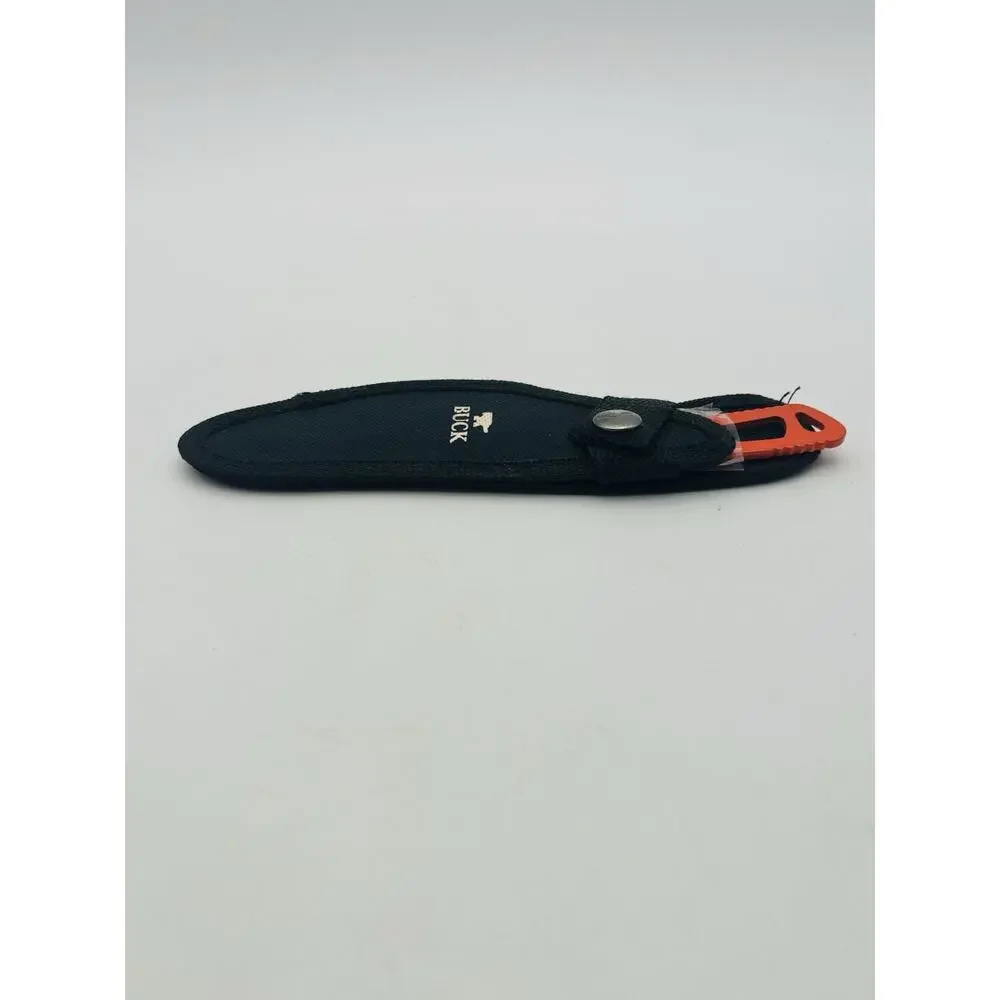 New Buck Knife 135-BK Fixed Blade Caper Knife Stainless Steel w/ sheath Orange